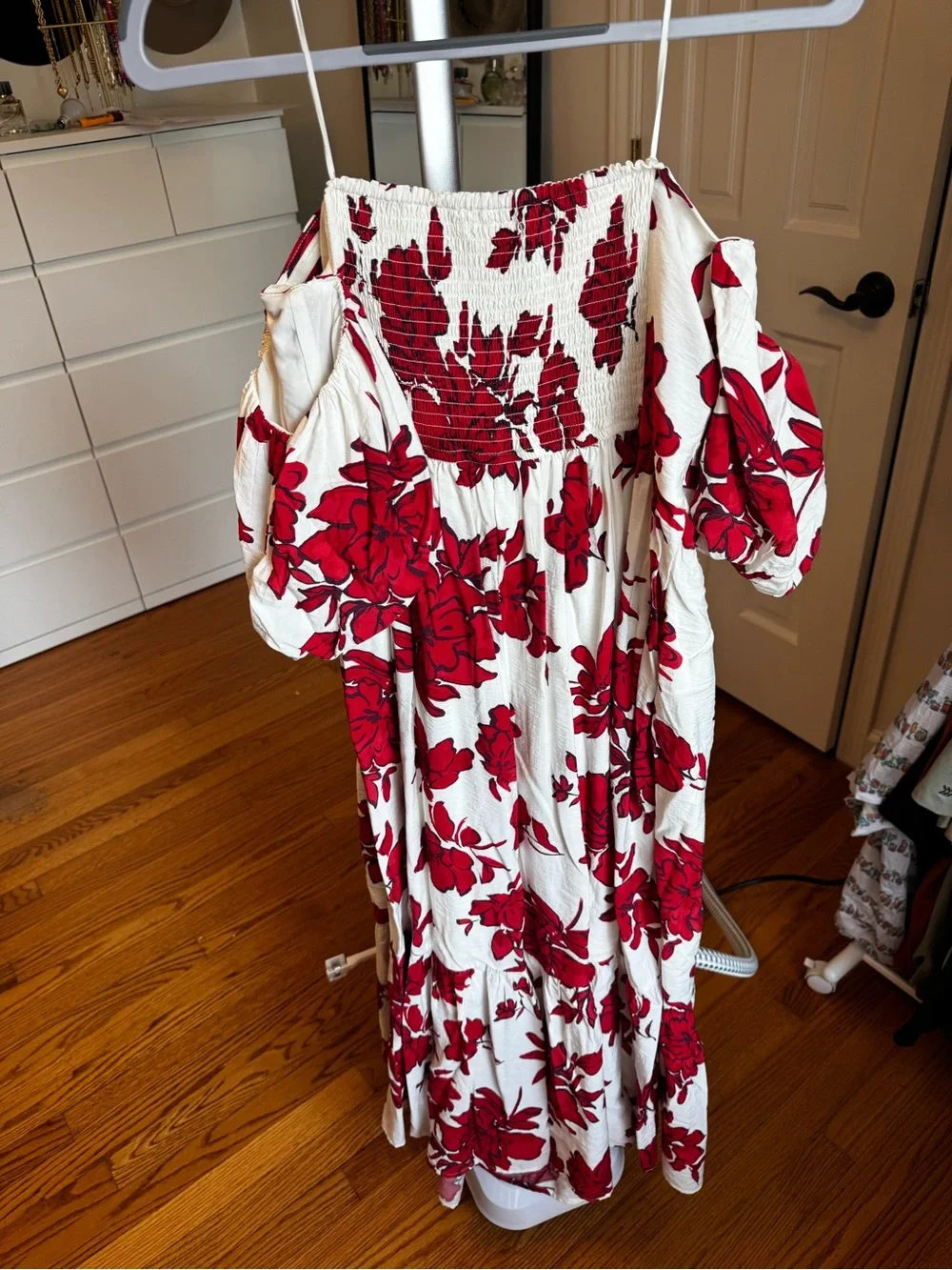 Abercrombie Emerson Off-Shoulder Red Floral Maxi Dress - Women